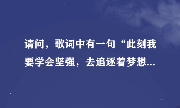 请问，歌词中有一句“此刻我要学会坚强，去追逐着梦想”的歌名是什么？
