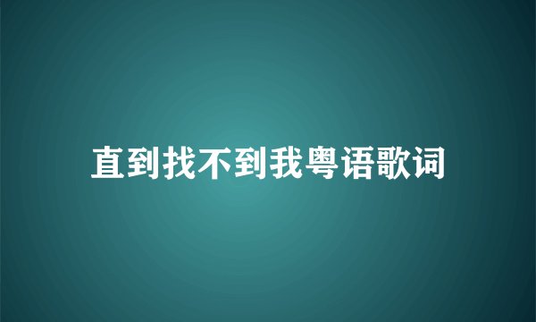直到找不到我粤语歌词
