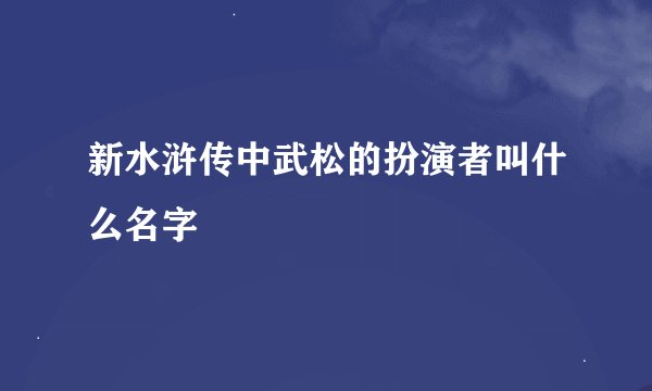 新水浒传中武松的扮演者叫什么名字