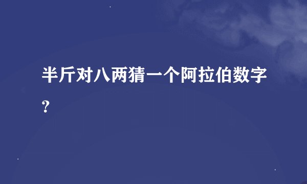 半斤对八两猜一个阿拉伯数字？