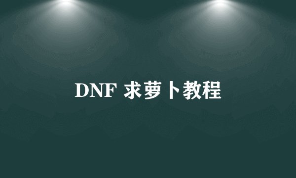 DNF 求萝卜教程