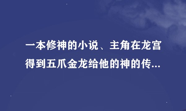 一本修神的小说、主角在龙宫得到五爪金龙给他的神的传承、然后他说想骑龙、被卫星拍到他骑龙、还有一个妹
