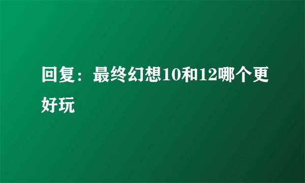 回复：最终幻想10和12哪个更好玩