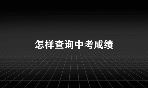 怎样查询中考成绩