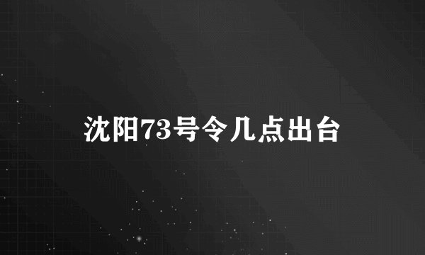 沈阳73号令几点出台