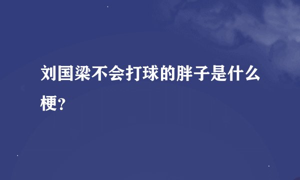 刘国梁不会打球的胖子是什么梗？