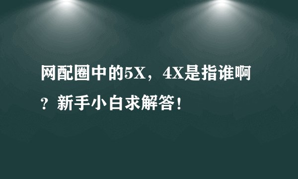 网配圈中的5X，4X是指谁啊？新手小白求解答！