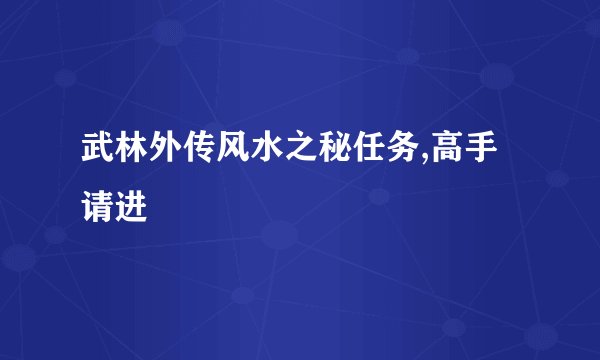 武林外传风水之秘任务,高手请进