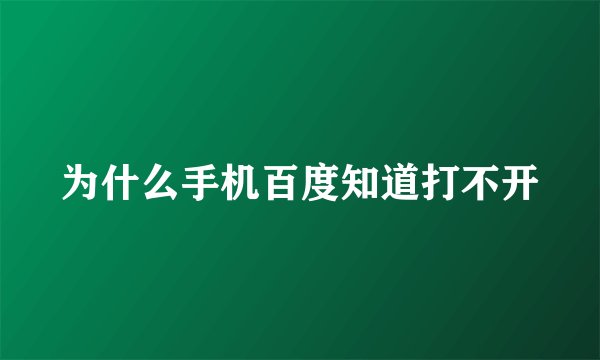 为什么手机百度知道打不开