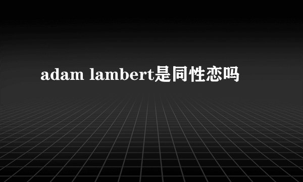 adam lambert是同性恋吗