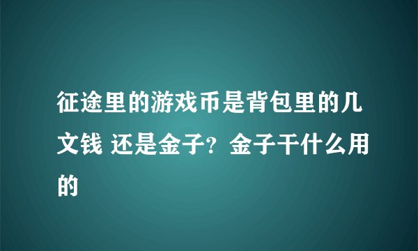 征途里的游戏币是背包里的几文钱 还是金子？金子干什么用的