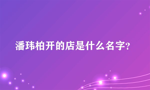 潘玮柏开的店是什么名字？