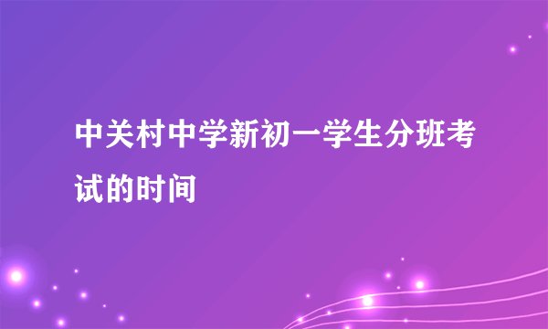 中关村中学新初一学生分班考试的时间