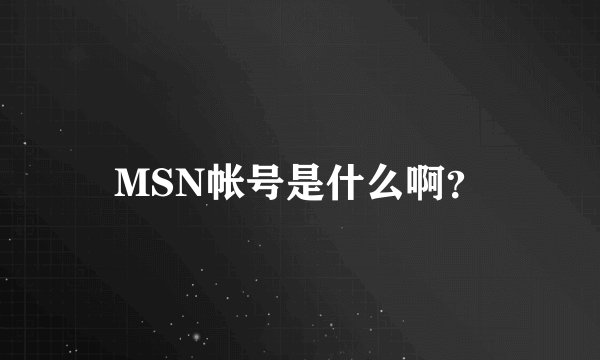 MSN帐号是什么啊？