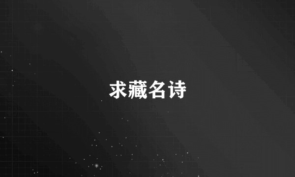 求藏名诗