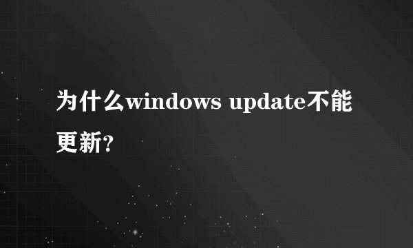 为什么windows update不能更新？