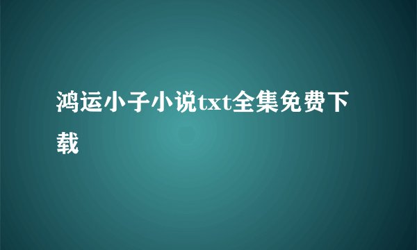 鸿运小子小说txt全集免费下载