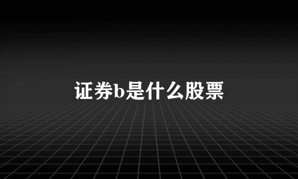 证券b是什么股票