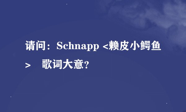 请问：Schnapp <赖皮小鳄鱼>旳歌词大意？