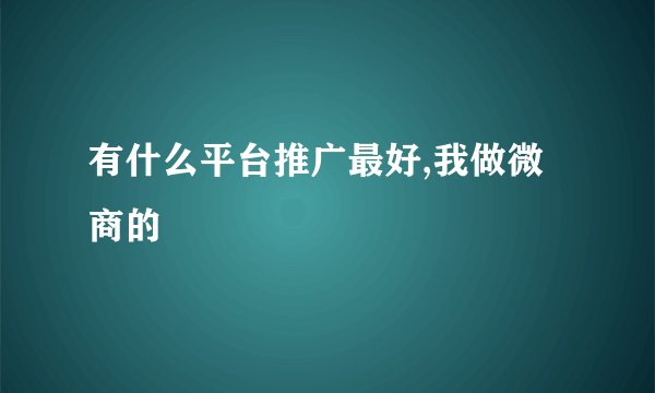 有什么平台推广最好,我做微商的