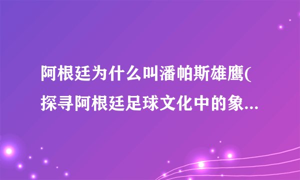 阿根廷为什么叫潘帕斯雄鹰(探寻阿根廷足球文化中的象征意义)