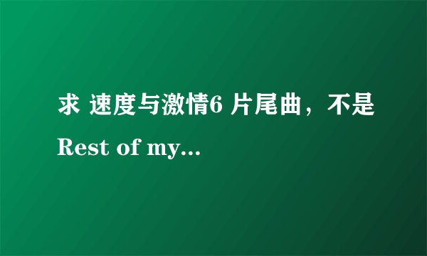 求 速度与激情6 片尾曲，不是Rest of my life，是在杰森 斯坦森那个短片出来之后的那首歌。。。