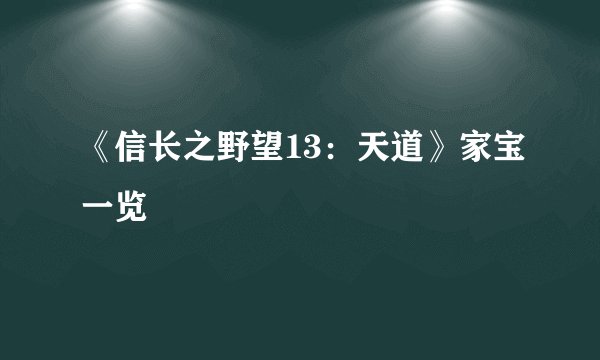《信长之野望13：天道》家宝一览