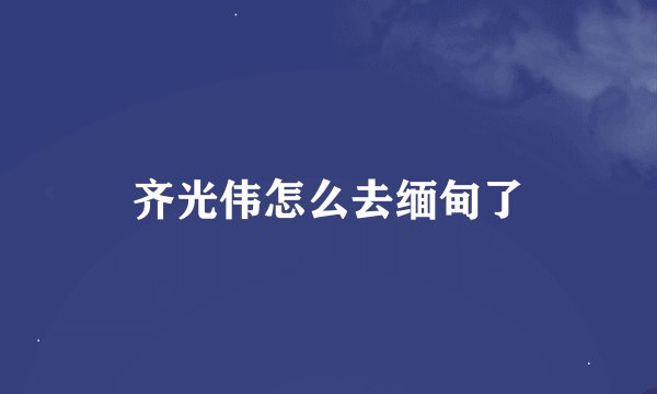 齐光伟怎么去缅甸了