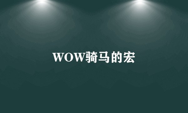 WOW骑马的宏