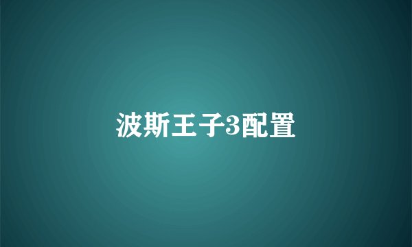 波斯王子3配置