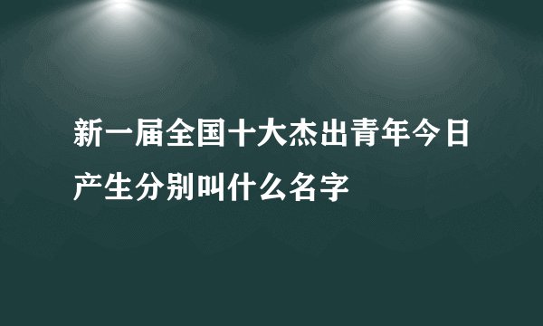 新一届全国十大杰出青年今日产生分别叫什么名字