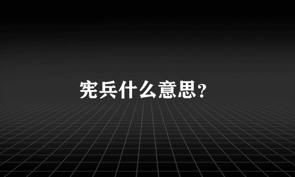 宪兵什么意思？