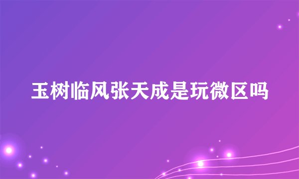 玉树临风张天成是玩微区吗