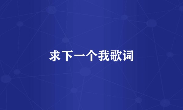 求下一个我歌词