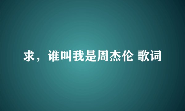 求，谁叫我是周杰伦 歌词