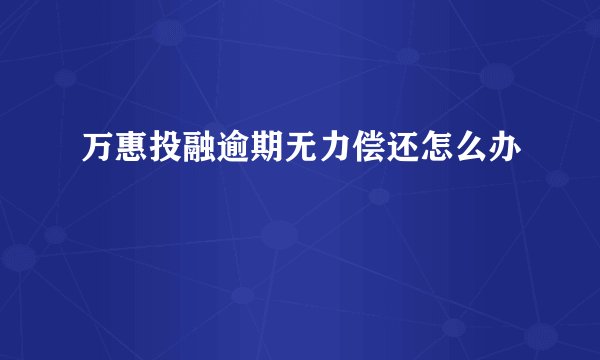 万惠投融逾期无力偿还怎么办