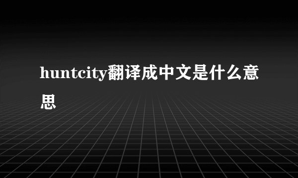 huntcity翻译成中文是什么意思