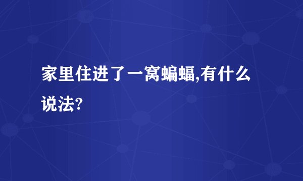 家里住进了一窝蝙蝠,有什么说法?