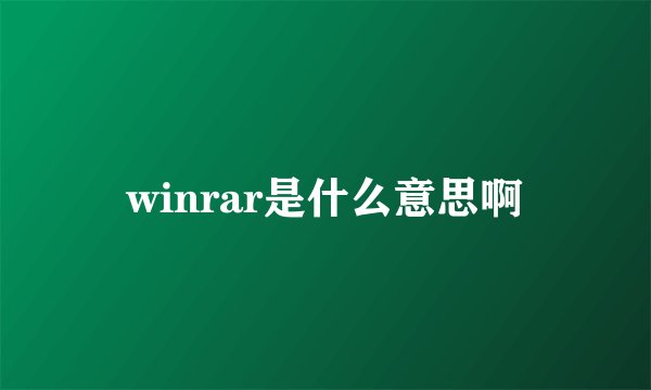 winrar是什么意思啊