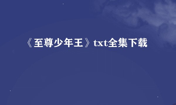 《至尊少年王》txt全集下载