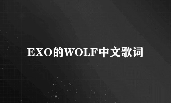 EXO的WOLF中文歌词