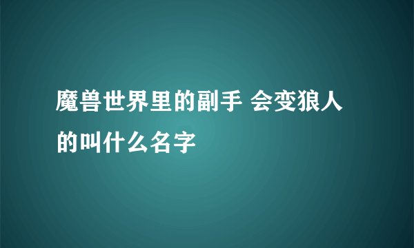 魔兽世界里的副手 会变狼人的叫什么名字