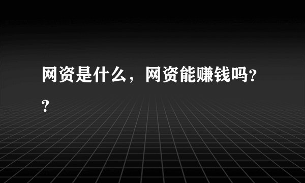 网资是什么，网资能赚钱吗？？