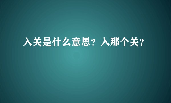 入关是什么意思？入那个关？