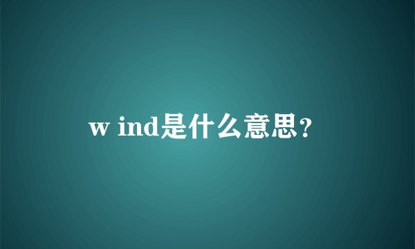 w ind是什么意思？