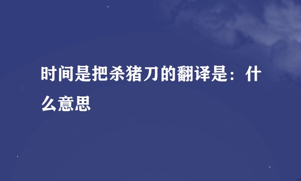 时间是把杀猪刀的翻译是：什么意思