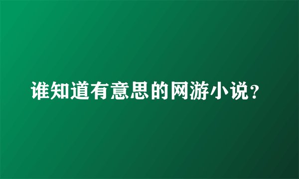 谁知道有意思的网游小说？