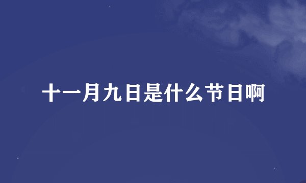 十一月九日是什么节日啊