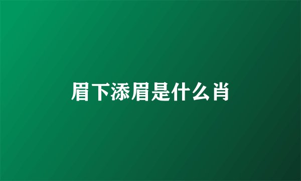 眉下添眉是什么肖