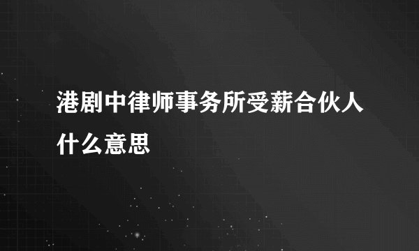 港剧中律师事务所受薪合伙人什么意思